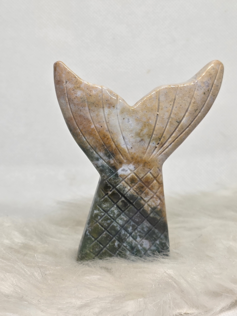 Ocean Jasper Mermaid Tail Crystal Carving | Natural Ocean Jasper | Pocket Stone